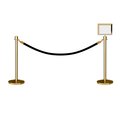 Montour Line Stanchion Post and Rope Kit Pol.Brass, 2CrownTop 1Blk Rope 8.5x11H Sign C-Kit-1-PB-CN-1-Tapped-1-8511-H-1-ER-BK-PB